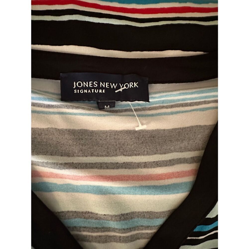 JONES NEW YORK Striped V-Neck Maxi Dress - Multicolor w/ Drawstring Size Med - Picture 13 of 13